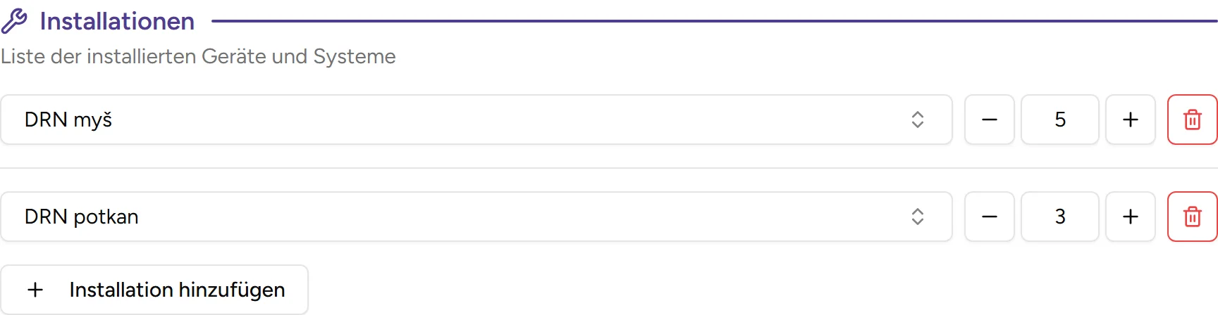 Installations­verfolgung - desktop