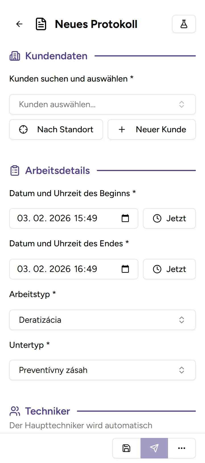Protokoll fertig, bevor Sie den Kunden verlassen - mobile