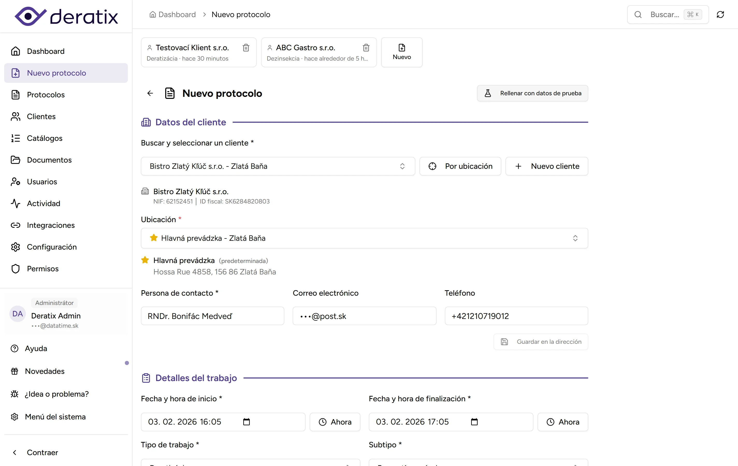 Protocolo completado antes de dejar al cliente